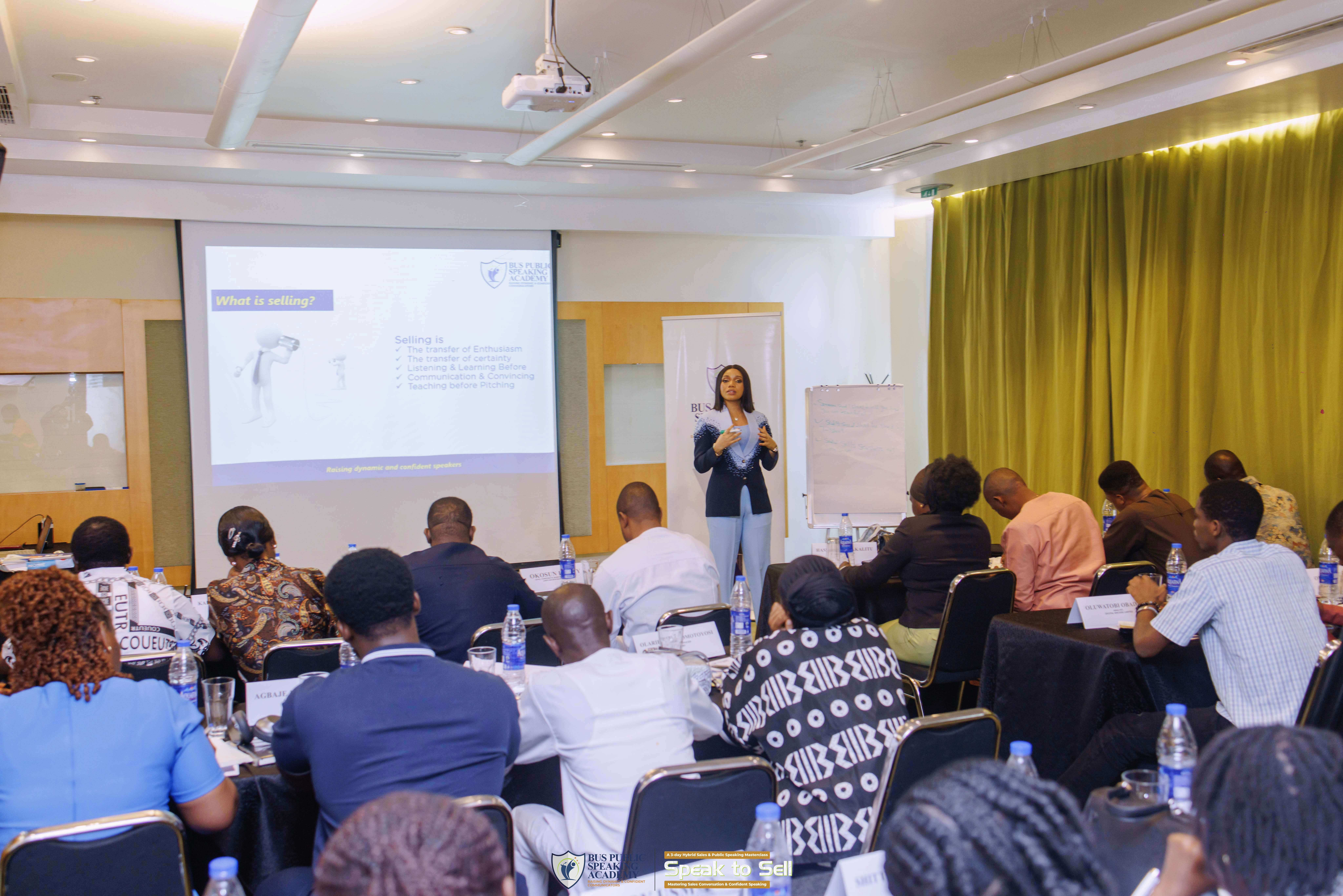Blessing Uwannah Sunday teaching a public speaking masterclass